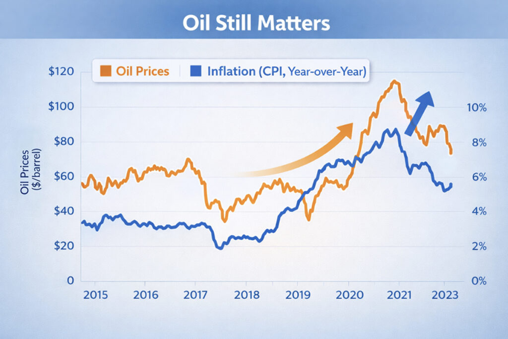 Simple chart linking oil prices to inflation trends