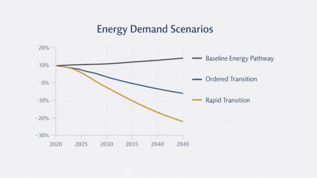 Graph comparing different future energy demand projections

