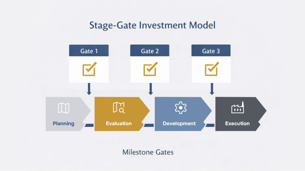 Diagram showing phased capital investment process