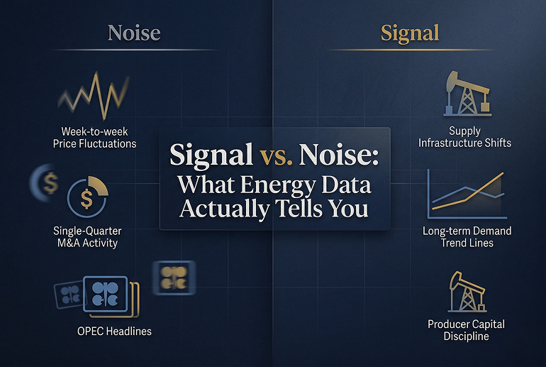 Visually reinforce the article's core distinction between short-term noise and long-term signal