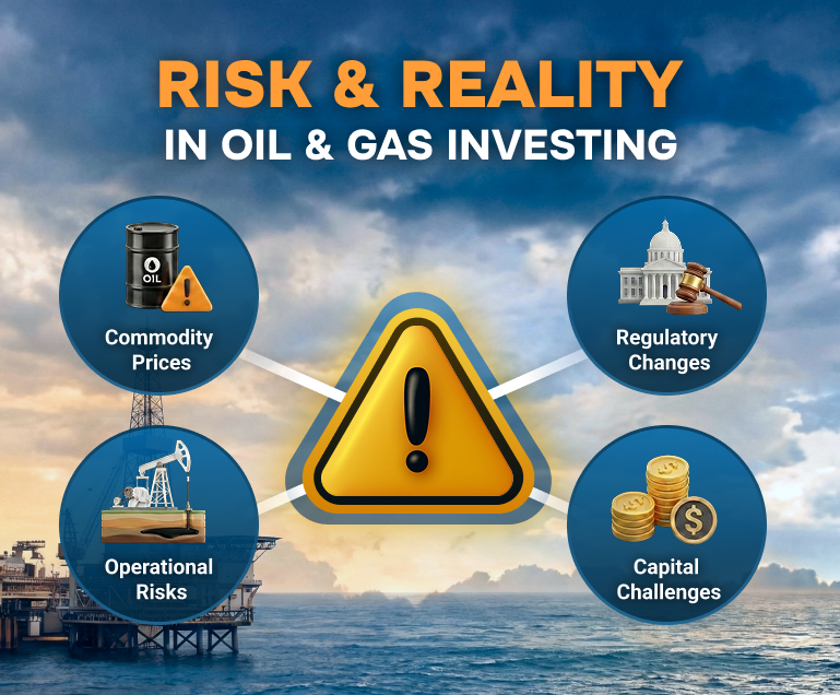 Overview graphic showing multiple categories of oil and gas investment risk