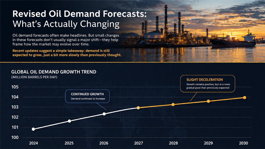 Global oil demand growth trend showing continued growth with slight deceleration
